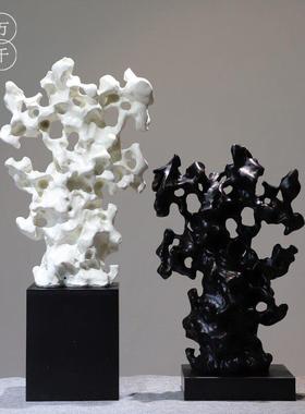 轻奢新中式树脂太湖石禅意摆件 家居客厅博古架玄关电视柜装饰品