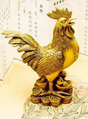 慈丰阁铜鸡装饰品大金鸡公鸡元宝鸡家居客厅装饰工艺礼品装饰品