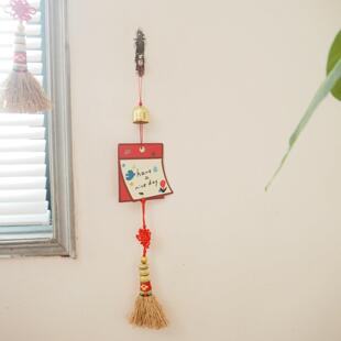 添福大院祈愿铃铛挂件入户门铃装饰门把手布置树上风铃压惊扫把帚