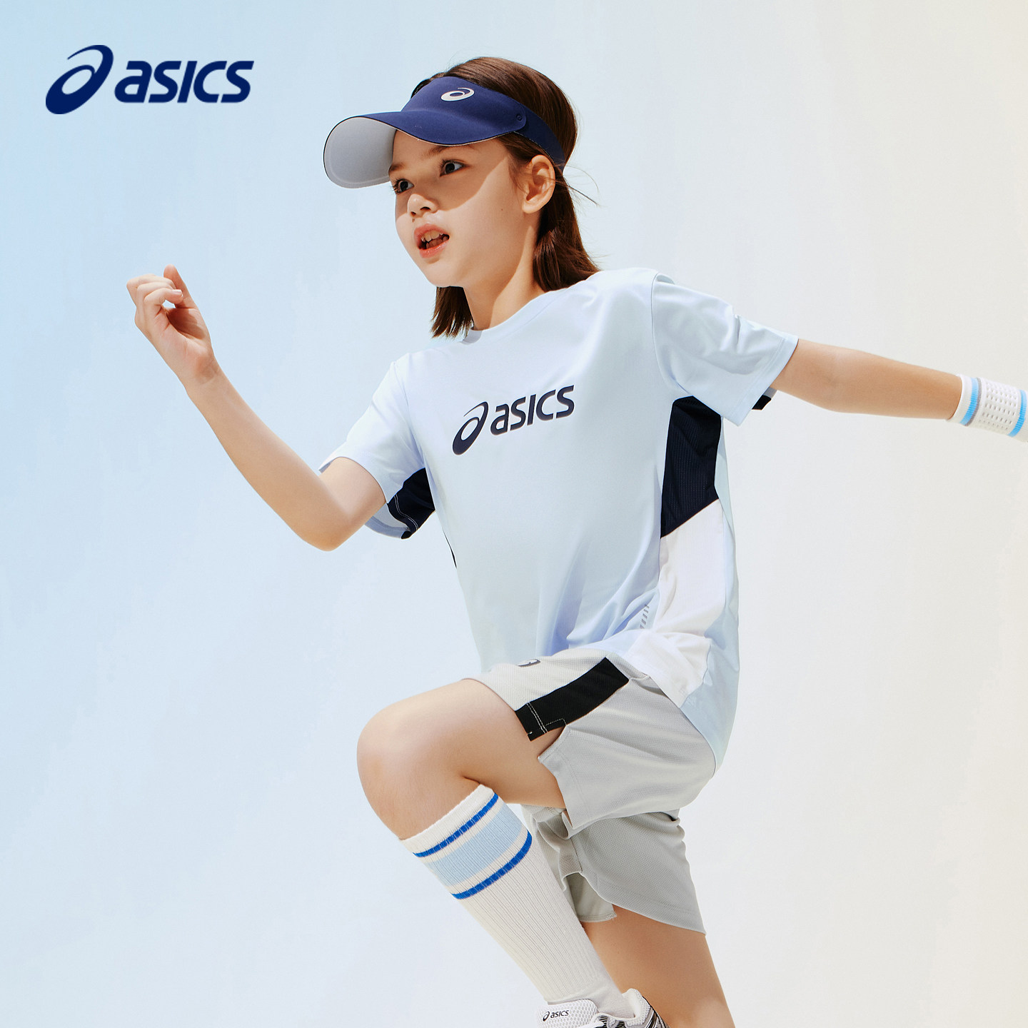 亚瑟士童装儿童速干衣夏季新款青少年吸汗运动衫舒适透气短袖T恤