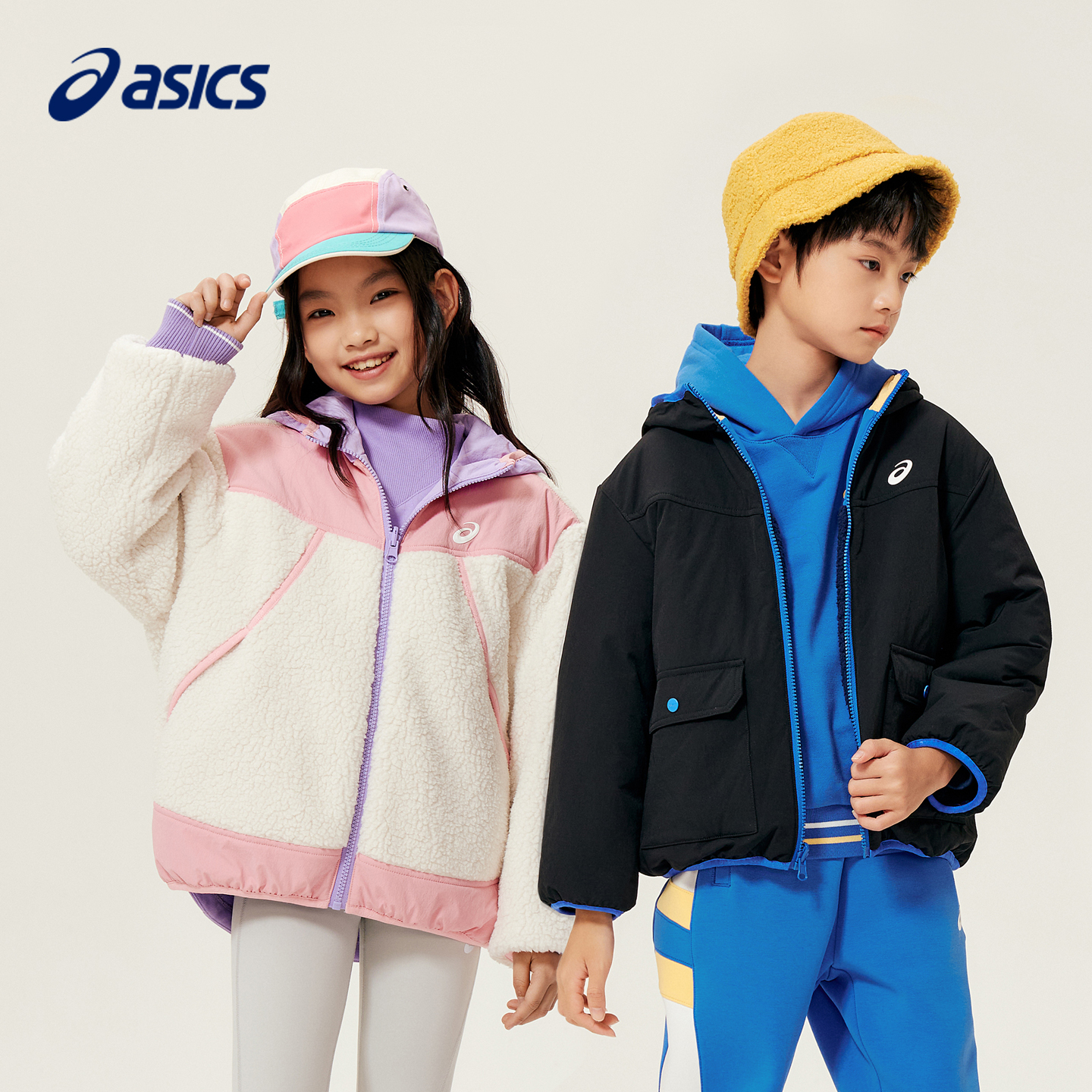 亚瑟士儿童羊羔绒外套童装秋冬两面穿男女童中小学生运动休闲上衣