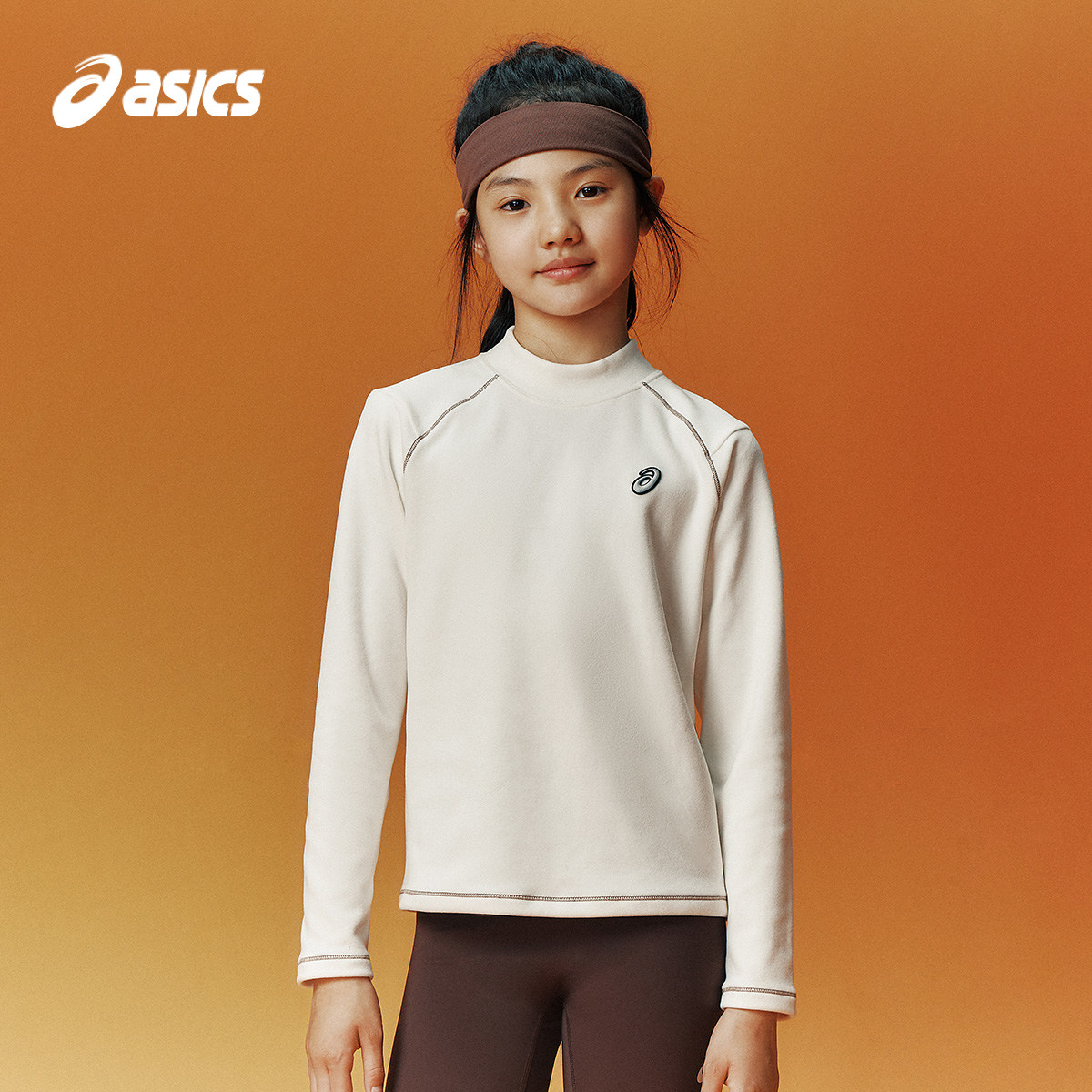 ASICS/亚瑟士童装26年冬季新款男女童远红外仿德绒半高领T恤