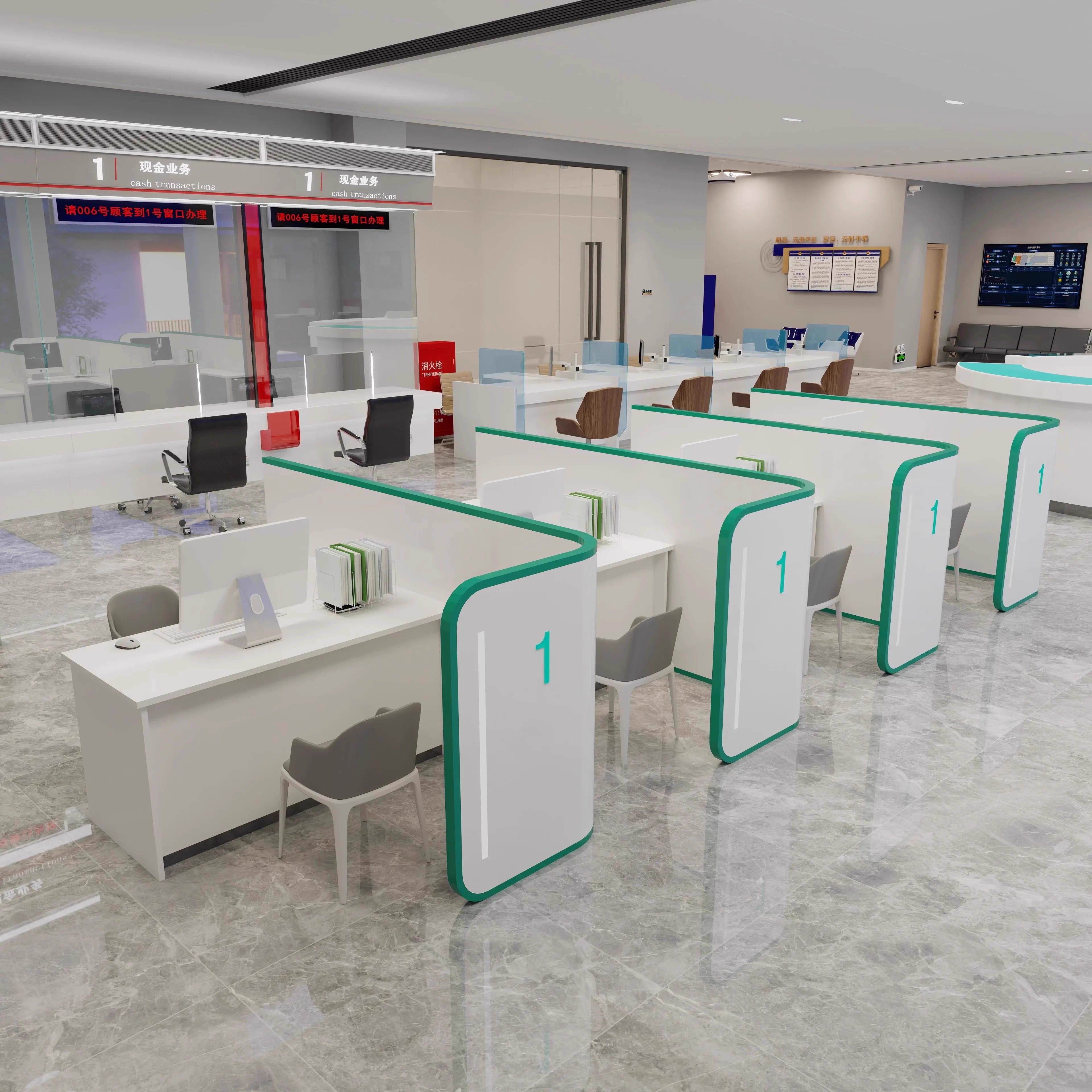 银行前台志愿者服务台柜台咨询导览台国家电网业务台非现金接待桌