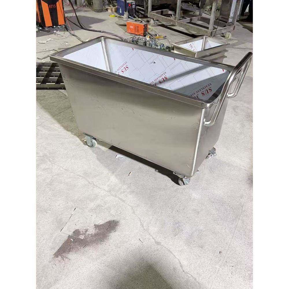 304不锈钢食品级斗车商用料斗车面粉车医药洁净手推车屠宰场推车