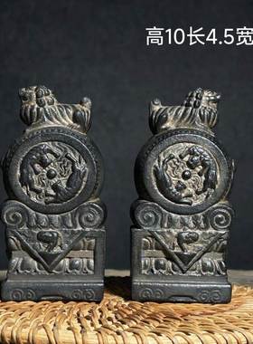 抱鼓石摆件貔貅一对仿古石狮子麒麟家用石鼓茶社摆件