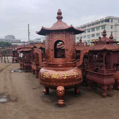 烧纸炉铸铁化宝炉钱炉元宝金炉特大型带盖子铸铁炉圆形室外铜香炉
