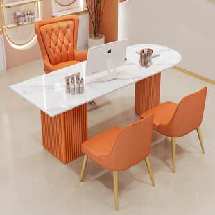 美容院医美咨询师接待洽谈桌椅轻奢岩板办公桌面诊室皮肤检测桌子