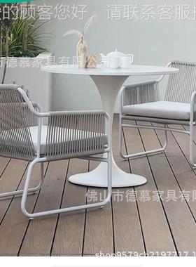 北欧阳65474台庭闲茶舒适三件套家具沙发椅户院外休质感藤编桌椅