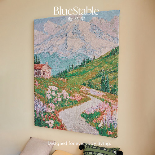 挂毯背景墙装饰挂布复古美式中古风露营氛围垫棉麻油画毯沙发盖毯