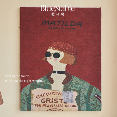 挂毯背景墙装饰挂布复古美式中古风露营氛围垫棉麻油画毯沙发盖毯