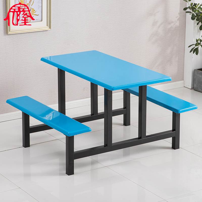 学校学生员工地食堂餐桌椅组合快餐店定制不锈钢连体餐桌4人8人位