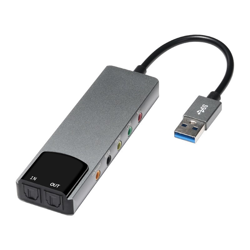 USB5.1外置声卡免驱7合1声卡Line in mic in口线性音频输入声卡