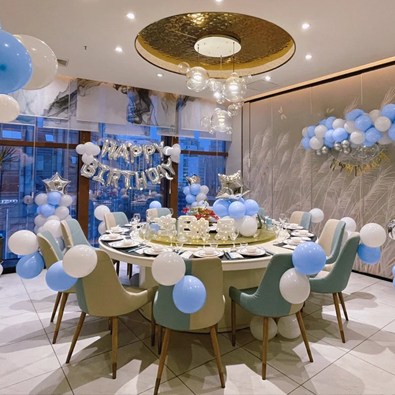 酒店餐厅包厢男孩18岁成人礼气球场景布置宝宝周岁生日装饰背景墙