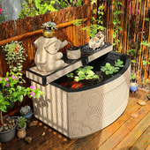 汉韵堂室外落地流水鱼缸新中式 庭院露台顶楼创意摆件水池水景景观