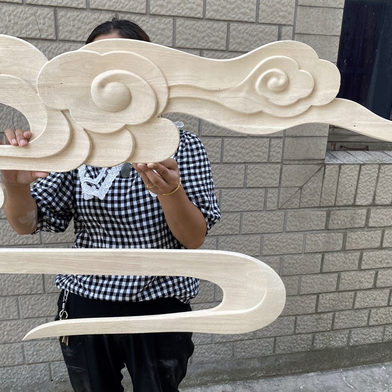 祥云纹中式雕花板实木浮雕顶棚装饰品家居墙壁挂件镂空工艺礼品摆