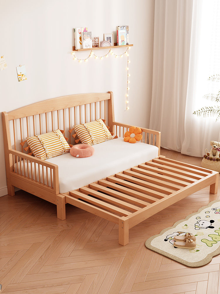 榉木沙发床折叠两用小户型多功能单双人实木抽拉床围栏可拆包安装,住宅家具,沙发床,淘宝优惠券,粉丝福利购,淘宝优惠卷