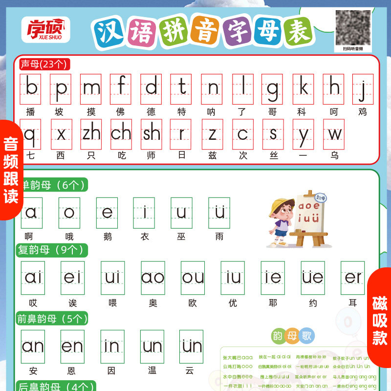 学硕磁吸拼音字母表大号可写可擦