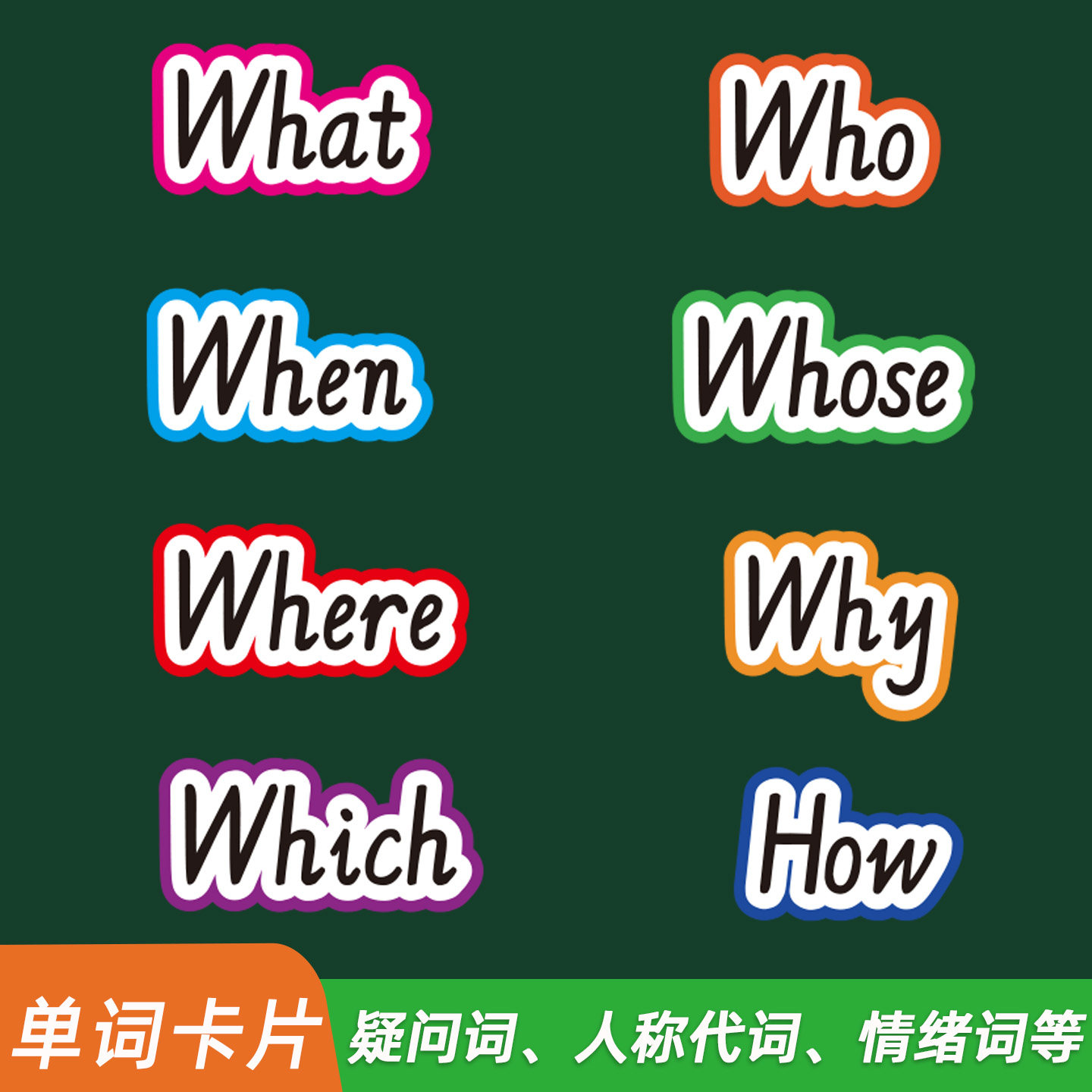 英语疑问词人称代词国家人单词认知分类闪卡片图片教具小学幼儿童早教益智启蒙教师公开课创意板书磁性黑板贴