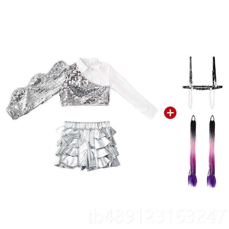 正品走秀女潮服时尚个性六一儿童演童出服套装服少儿爵士舞装酷女