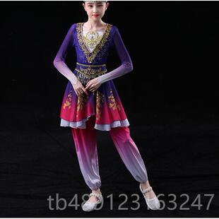 正品桃李杯铃新疆蹈演出服儿童大摆裙维蹈族鼓舞民族服舞铃铛少女