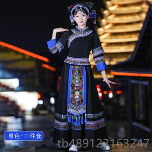 正品彝族服装女新款四川凉山少数民族服饰依侗布族把族节舞蹈演火