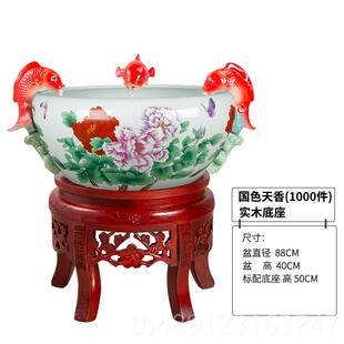 正品景德镇陶瓷荷花缸金鱼缸乌龟缸流鱼池家居造景水泉装景观喷饰