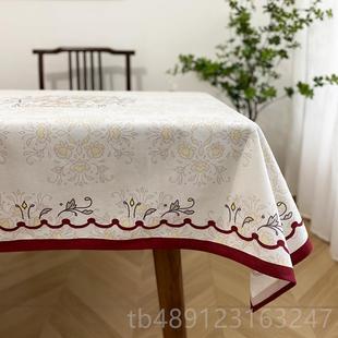 新中式 正品 桌布家用长形方水布艺餐桌布茶几桌客厅防加厚台布布简