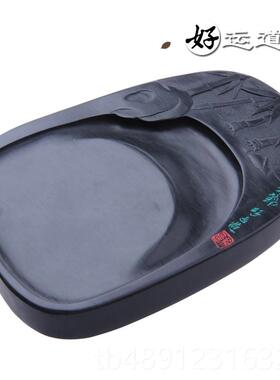 正品书法用品笔墨纸砚砚台8寸歙砚砚高档文房四台书法初学宝者 暗