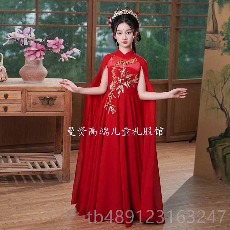 正品创女童中国原风古服筝演奏朗诵中大童礼红色民乐合主持唱团演