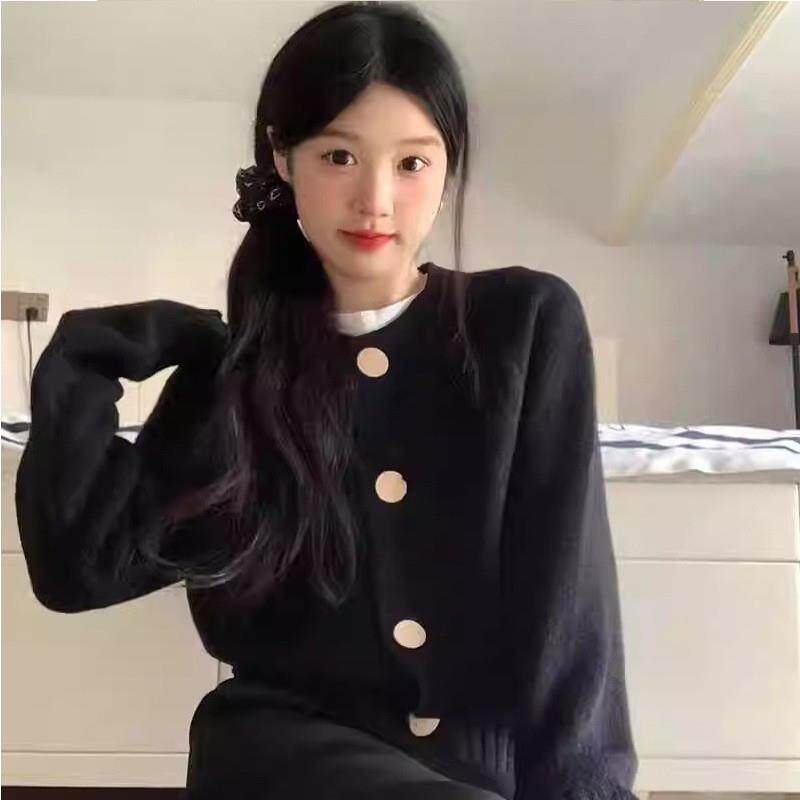 韩系梅子色软糯针织开衫女2025春秋设计感洋气百搭毛衣外套上衣厚