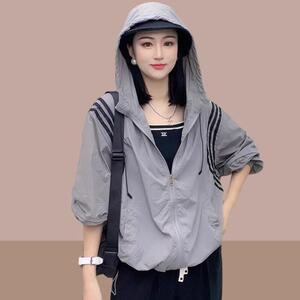 防紫外线防晒衣女2025夏季新款防晒服户外透气百搭宽松长袖薄外套