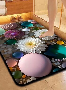 田园风3D浴室地垫家用易打理吸水速干硅藻泥地垫室内耐脏防滑脚垫