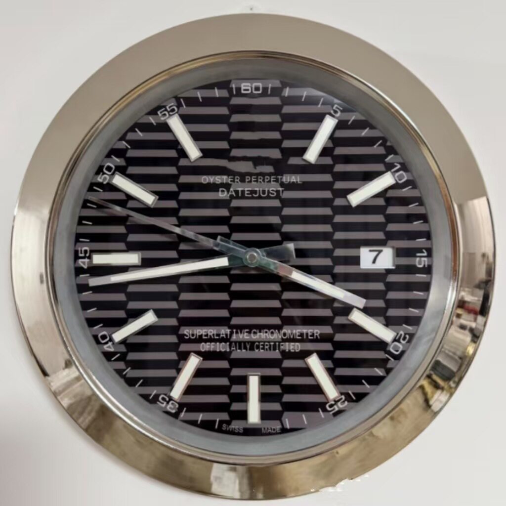 Wall Clock源头厂家10寸劳士表挂钟金属外壳夜光水鬼挂钟专供外贸