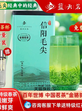 蓝天茗茶2025春茶信阳毛尖绿茶雨前特级茶叶绿茶芽叶浓香罐装250g