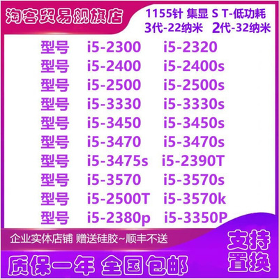 i52300232024002500K333034503470T3550P3570S1155CPU