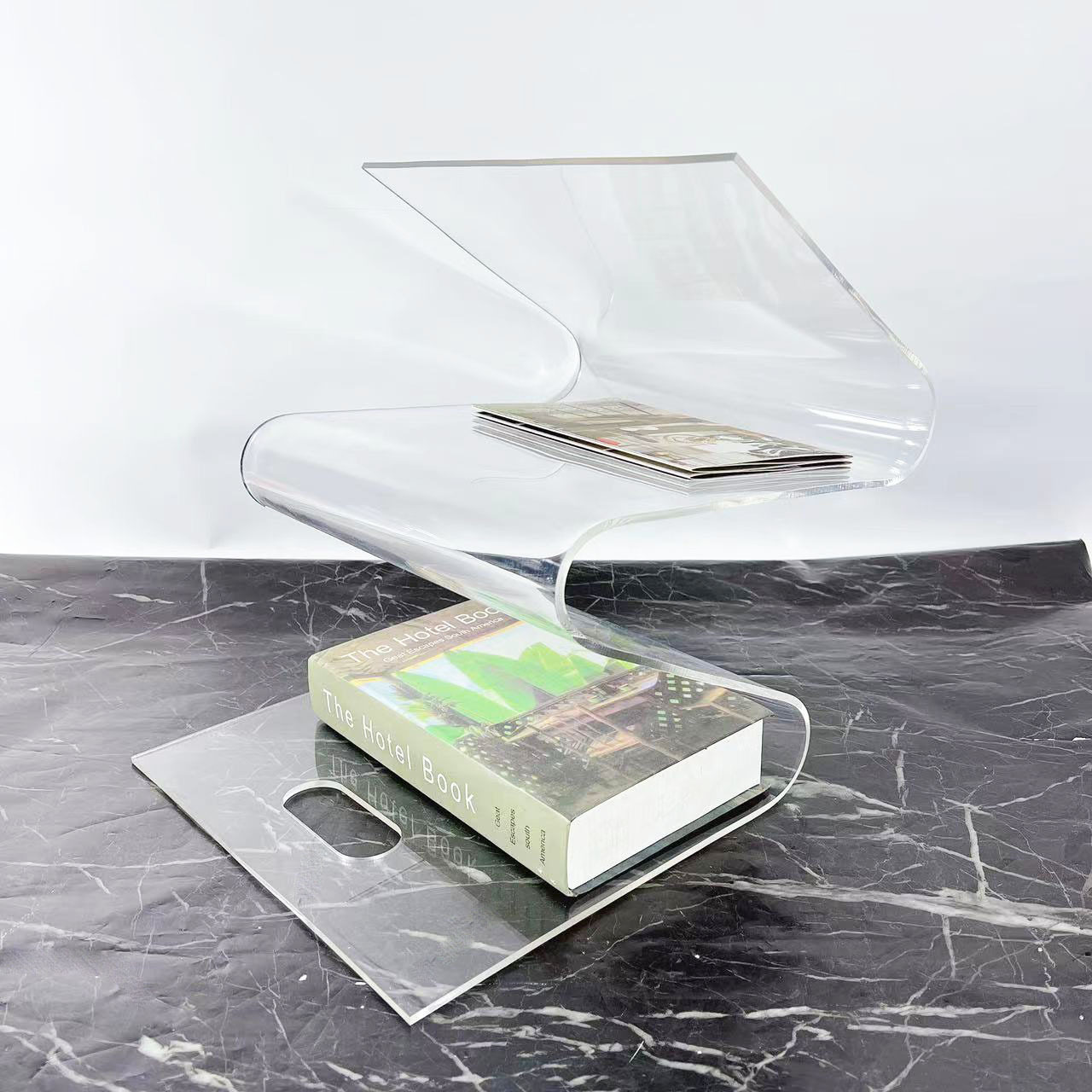 现代简约售楼处样板间大理石亚克力书架书报夹摆件杂志架软装饰品