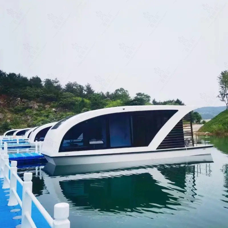 现代科技感旅游房船 文旅静态水面漂浮房屋 景区豪华水上民宿酒店