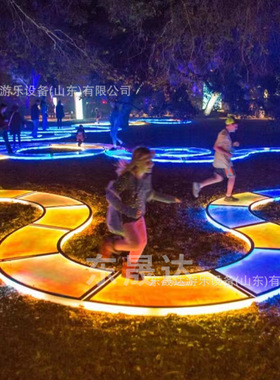 色彩跑地板灯网红灯光彩虹跑道圆形地砖灯大型LED互动道具