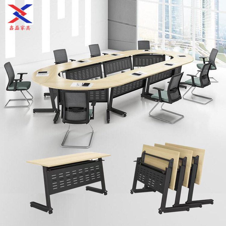 厂家直销简约现代办公用可侧翻折叠式电脑桌会议桌公司学习培训桌