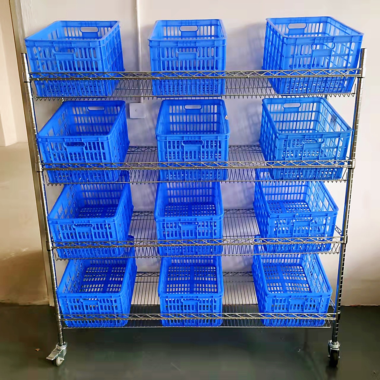 仓库不锈钢货架家用带轮货架线网移动置物架镀铬防静电物料架架子