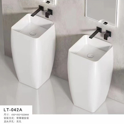 陶瓷连体柱盆落地洗手盆洗脸盆卫生间阳台产柱盆圆形方形057 042