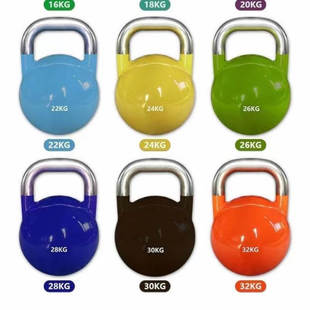 厂家直供浸塑烤漆壶铃竞技训练塑身健身器材烤漆实心纯铁壶铃现货