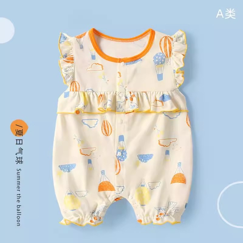 女宝夏天衣服婴儿夏装连体衣薄款新D生儿夏季时尚百搭花边睡衣热