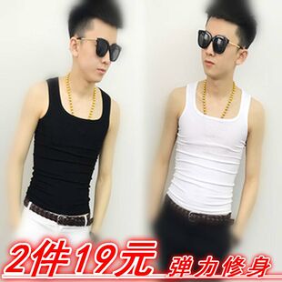 精神小伙背心男 社会 快手红人韩版紧身弹力夏季纯棉透气修身汗衫