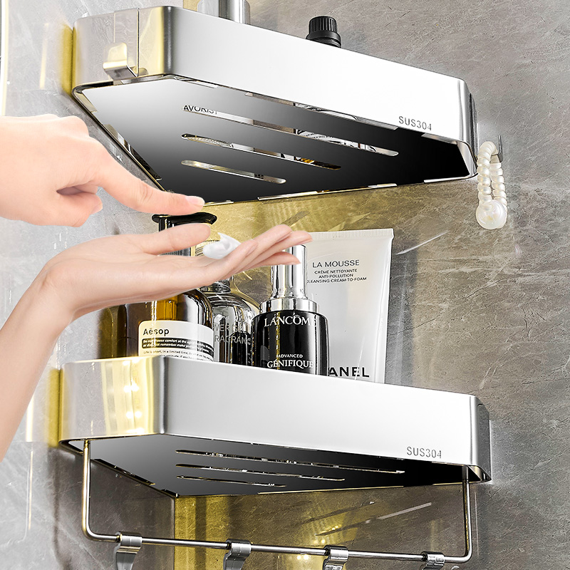 304不锈钢置物架浴室免打孔