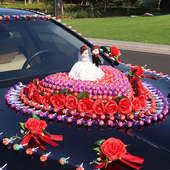 车队结婚创意吸盘式 主婚车棒棒糖装 饰车头花全套装 布置用品花车