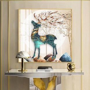 现代轻奢餐厅装饰画玄关正方形挂画单幅餐桌饭厅壁画客厅走廊壁画