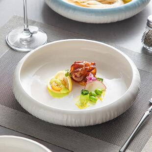 水煮鱼精致凉菜盘会所酒店餐具冷盘子高级圆形鼓形盘子意境摆盘碗