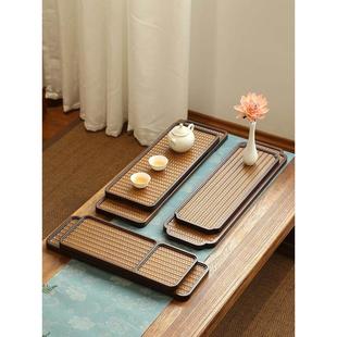 杉山竹席托盘实木小干茶托盘创意储水托盘架家庭茶室氛围空间