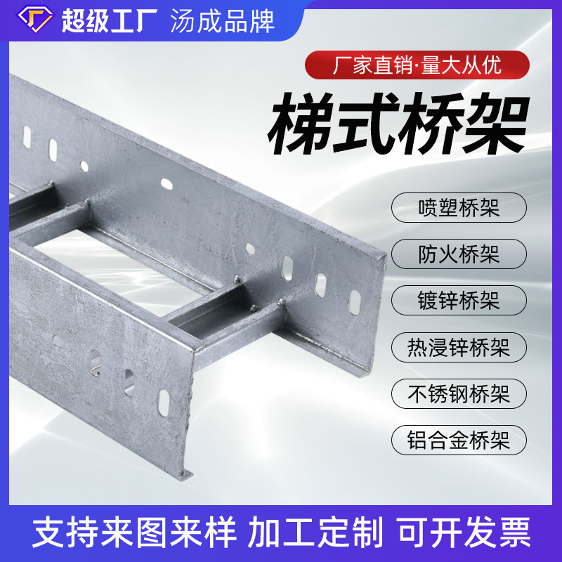 梯式桥架镀锌桥架喷塑热浸锌电缆防火桥架 304不锈钢桥架100*100